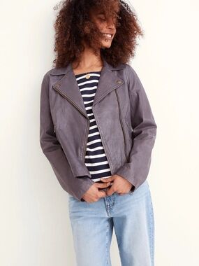 Madewell Washed Leather Motorcycle Jacket Brass Hardware Edition Sunfaded Indigo